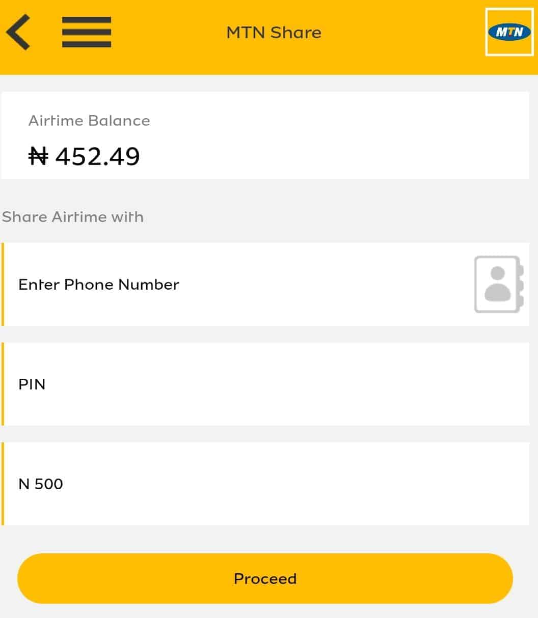 how to transfer airtime on mtn share and sell