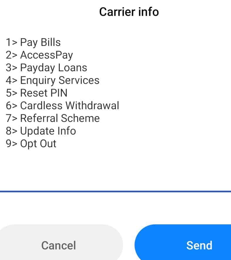 what is the code use in checking access bank account balance