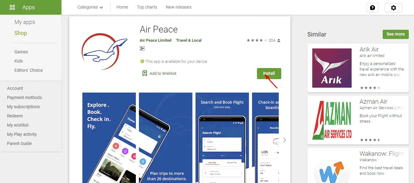 Air Peace APP Sample